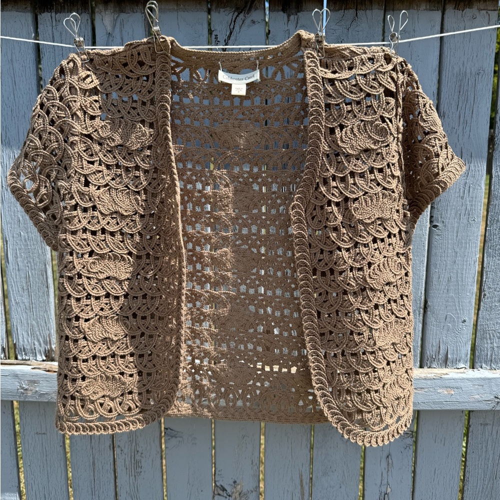 Coldwater Creek Women’s Open Front Crochet/Knit Cardigan Size 8